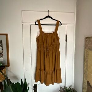 a.n.a Tan Tiered Cinch Waist Dress